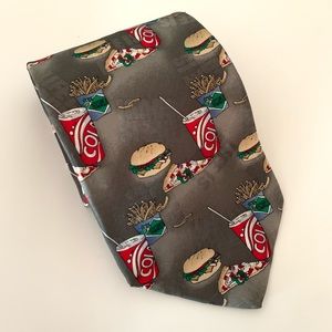 Fast Food Tie Pizza Soda French Fries & Hamburger